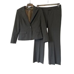 Anne Klein Women's Pinstripe Suit Blazer Pants Set Size 10 Black Professional